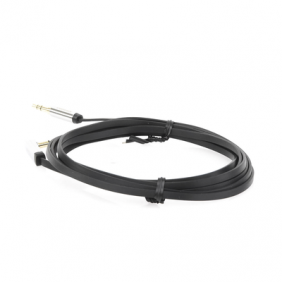 Cable Auxiliar Plano 2 Metros / Conector 3.5mm a 3.5mm / Macho-Macho / Recto a Angulo / Ángulo de 90° en una de sus Puntas / Color Negro