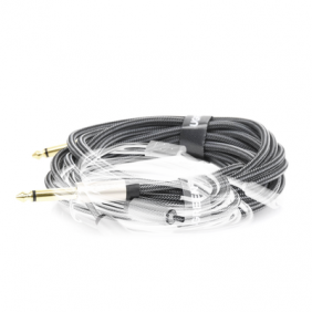 Cable de Audio Mono 6.35mm (1/4") Macho a 6.35mm (1/4")   Macho / 5 Metros / Núcleo de Cobre / Blindaje Interno / Nylon Trenzado / Color Negro