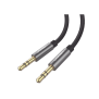 Cable Auxiliar 2 Metros / Conector 3.5mm a 3.5mm / Macho a Macho / Cubierta de TPE / Carcasa de Aluminio / Color Negro