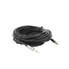 Cable Auxiliar 5 Metros / Conector 3.5mm a 3.5mm / Macho a Macho / Cubierta de TPE / Carcasa de Aluminio / Color Negro