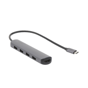 HUB USB-C a 4 Puertos USB 3.0 + HDMI 4K@30Hz / USB 3.0 a 5Gbps / Caja de Aluminio / 5 en