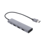 HUB USB 3.0  a 4 Puertos USB 3.0 (5Gbps) / Cable 20 cm / Carcasa de Aleación Aluminio / Ideal para Transferencia de Datos /