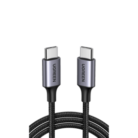 Cable USB C a USB C / 2 Metros  / Carcasa de Aluminio / Nylon Trenzado / Transferencia de Datos Hasta 480 Mbps / Soporta Carga