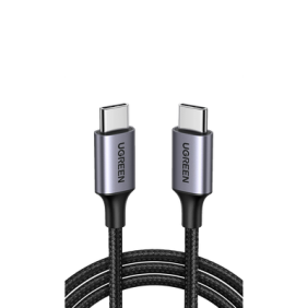 Cable USB-C a USB-C | 2 Metros | Transferencia de datos de 480 Mbps | Carga Rápida de hasta 60W | QC 4.0/3.0/2.0 | PD3.0 | FPC | AFC | Protección Integrada | Caja de Aluminio | Nylon Trenzado | Color Negro.