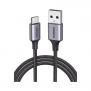 Cable USB-A a USB-C | 2 Metros | Transferencia de datos de 480 Mbps | Carga Rápida | QC 4.0/3.0/2.0 | FPC | AFC | Protección Integrada | Caja de Aluminio | Nylon Trenzado | Color Negro.