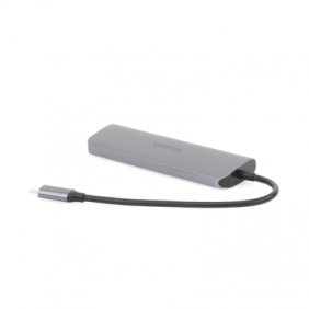 HUB USB-C a HDMI 4K@30Hz  / 3 Puertos USB 3.0 / Lector Tarjeta SD+TF (Uso Simultáneo) / Caja de Aluminio / 6 en