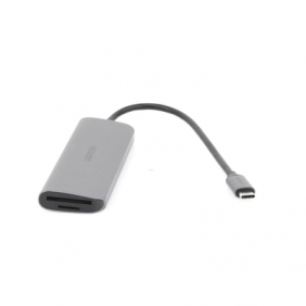 HUB USB-C a HDMI 4K@30Hz  / 3 Puertos USB 3.0 / Lector Tarjeta SD+TF (Uso Simultáneo) / Caja de Aluminio / 6 en