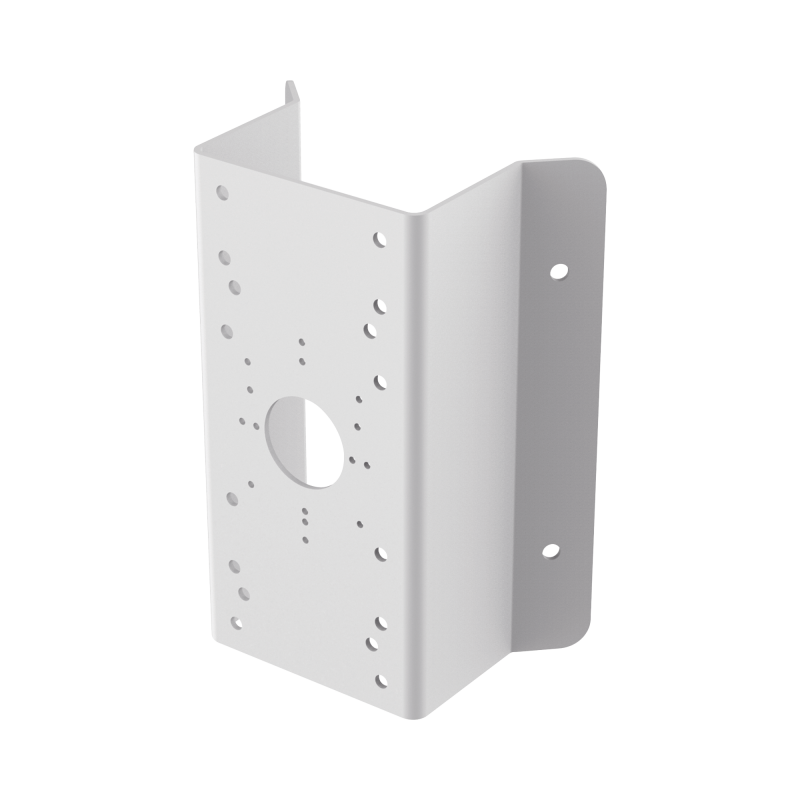 Montaje de Esquina para PTZ TURBOHD o IP / Uso en Exterior / Material de Acero de Carbono / Color Blanco