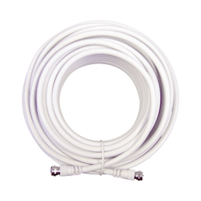 Jumper Coaxial con Cable Tipo RG-6 en Color Blanco de 6.09 Metros de Longitud y Conectores F Macho en Ambos Extremos. 75 Ohm de Impedancia.