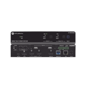 OMEGA Switch Matriz 4x2 de AV Multiformato con Entradas HDMI, USB-C y Display Port / Salidas HDMI y  HDBaseT / para Videoconferencia y Presentaciones