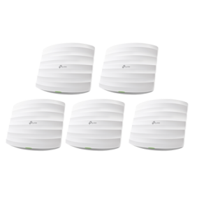 Kit de 5 Puntos de Accesso Omada doble banda 802.11ac, MU-MIMO, PoE af y PoE Pasivo, soporta hasta 100 clientes, hasta 1350 Mbps.