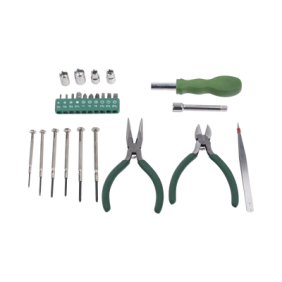 Juego de Herramientas en Estuche Portátil con 25 Pzas.  (Desarmadores Finos + Pinzas + Puntas + Maneral).
