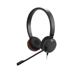 Jabra Evolve 30 Duo con conexión USB / 3.5mm, micrófono con cancelación de ruido y controlador en el cable con botones e indicadores LED (5399-829-309)