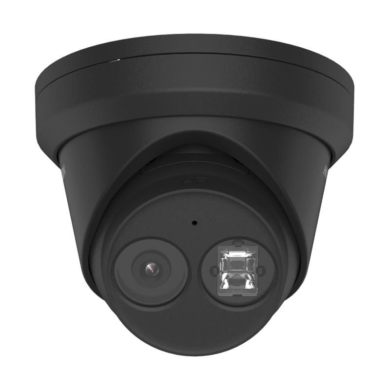 Turret IP 4 Megapixel / Color Negro / Lente 2.8 mm / 30 mts IR EXIR / Exterior IP67 / WDR 120 dB / PoE / ACUSENSE (Evita Falsas Alarmas)  / Micrófono Integrado / Metal / MicroSD / ONVIF / ACUSEARCH