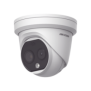 Turret IP Dual / Térmica 1.8 mm (160 x 120) / Óptico 2 mm (4 Megapixel) / Detección de Personas 53 mts / 15 mts IR / Exterior IP67 / PoE / Termométrica / Detección de Temperatura / Sirena y Luz / Micro SD 32 GB Incluida 