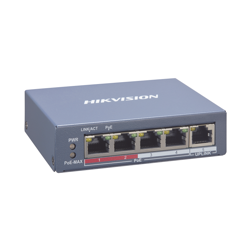 Switch Monitoreable PoE+ / 4 puertos 10/100 Mbps PoE+ / 1 puerto RJ45 Uplink / PoE Hasta 250 Metros / 60 W / Conexión Remota