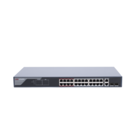 Switch Monitoreable PoE+ / 24 puertos 10/100 Mbps PoE+ / 2 puertos 10/100/1000 Mbps + 2 puertos SFP de Uplink / PoE hasta 250
