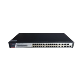 Switch Gigabit PoE+ / Administrable / 24 puertos 10/100/1000 Mbps PoE+ / 4 puertos 10/100/1000 Mbps + 4 puertos SFP de Uplink /