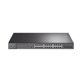 Switch PoE+ JetStream SDN Administrable 28 puertos 10/100/1000 Mbps + 4 puertos SFP, 24 puertos PoE, 384W, administración