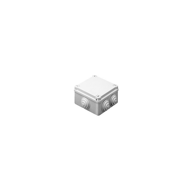 Caja de derivación de PVC Auto-Extinguible con 10 entradas, tapa y tornillo de media vuelta de 1/4", 150x110x70 MM, Para