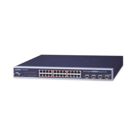 Switch Administrable L2+ de 24 puertos 10/100/1000T PoE+ con 4 puertos combo TP/SFP Gigabit