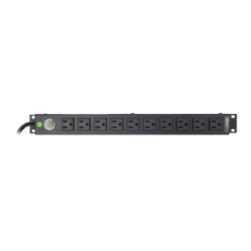 Tomacorriente Horizontal (PDU) de 10 Contactos (NEMA 5-15R) Rack 19" 1UR. Voltaje Entrada/Salida: 120Vca/15A