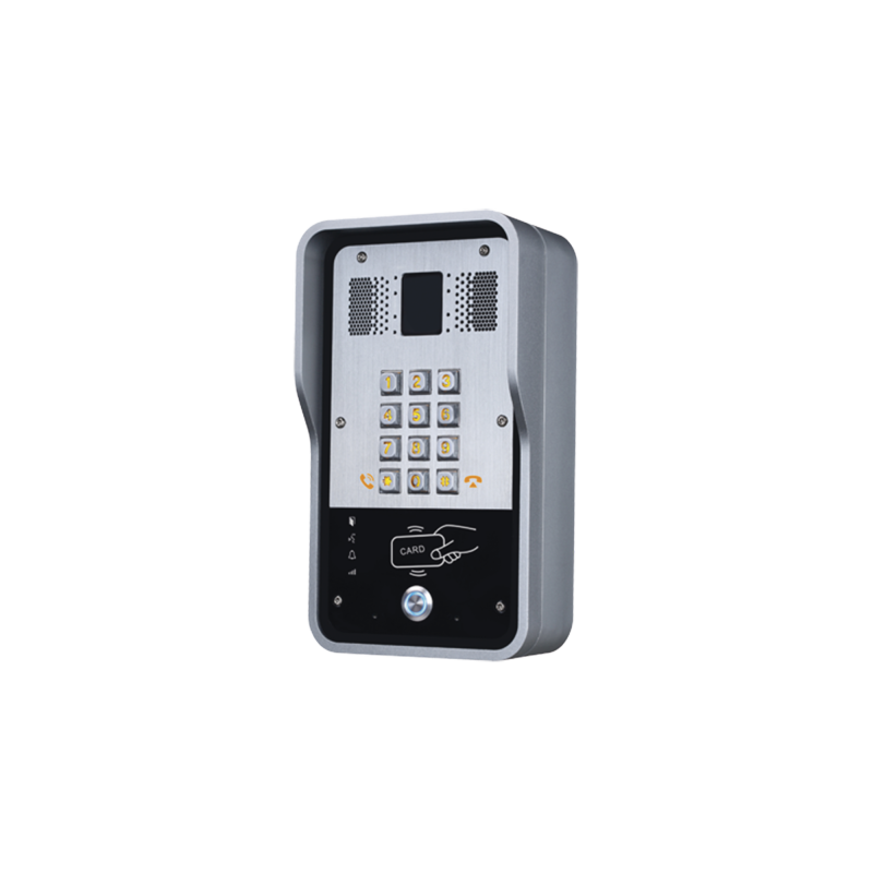 Audio Portero IP  2 líneas SIP con relevador integrado, Lector RFID para acceso por clave numérica, tarjeta o llamada remota,