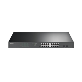 Switch JetStream de 16 puertos 10/100/1000Mbps y PoE af/at, 2 puertos SFP hasta 192W.