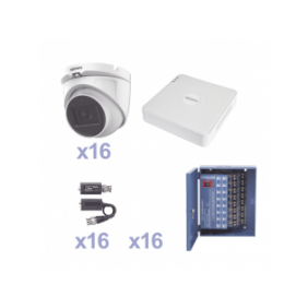 KIT TurboHD 1080p Lite / DVR 16 Canales / 16 Cámaras Eyeball  Exterior ( 2.8mm) / Transceptores / Co