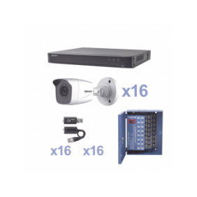 KIT TurboHD 1080p / DVR 16 Canales / 16 Cámaras Bala (exterior 2.8 mm) / Transceptores / Conectores