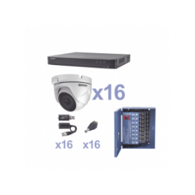KIT TurboHD 1080p / DVR 16 Canales / 16 Cámaras Eyeball (exterior 2.8 mm) / Transceptores / Conector