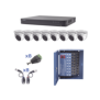KIT TurboHD 1080p / DVR 8 Canales / 8 Cámaras Eyeball (exterior 2.8 mm) / Transceptores / Conectores / Fuente de Poder