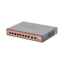 Switch PoE (802.3af/at/bt) / No administrable de largo alcance / Hasta 250m / 8 x 10/100Mbps (PoE) + 2 x Puertos Gigabit