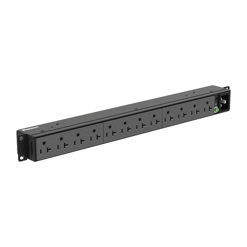 PDU Básico para Distribución de Energía, Enchufe de Entrada NEMA 5-15P, Con 12 Contactos NEMA 5-20R, Instalación Horizontal de 19in, 1UR, 15 Amp, 120 Vca