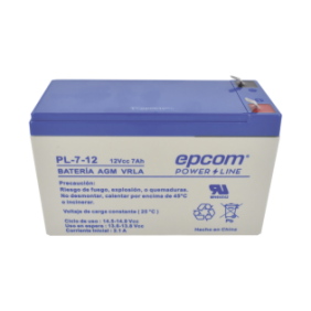 Batería 12 Vcc / 7 Ah / UL / Tecnología AGM-VRLA / Para uso en equipo electrónico Alarmas de intrusión / Incendio/ Control de acceso / Video Vigilancia / Terminales F1 / Cargador recomendado CHR-80.