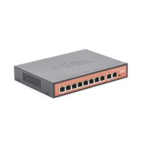 Switch PoE (802.3af/at/bt) / No administrable de largo alcance / Hasta 250m / 8 x 10/100Mbps (PoE) + 2 x Puertos Gigabit