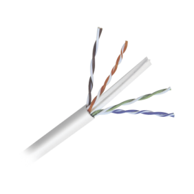 Bobina de cable de 305 metros de cable Cat6 de alto desempeño, super flexible, UL, Cobre, color blanco, para aplicaciones de video vigilancia y redes de datos