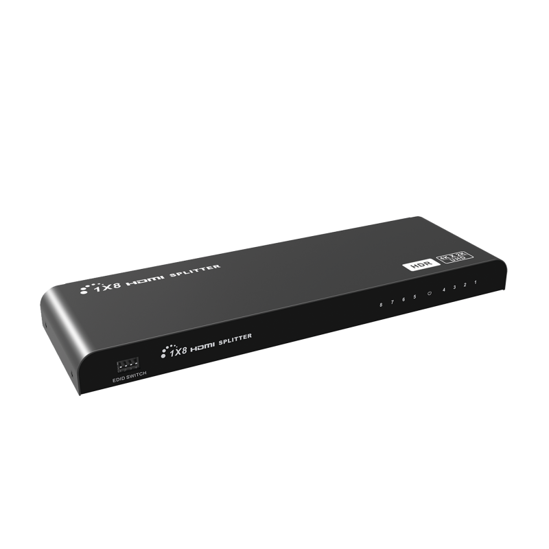 Divisor (Splitter) HDMI 4K de 1 Entrada a 8 Salidas (Simultaneas) / Soporta 4K×2K / Ajuste de resoluciones EDID / HDR / HDMI 2.0 /  HDCP 2.2  / Permite mezclar pantallas en 4K y 1080P