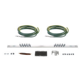 Kit de Puesta a Tierra con dos Jumpers 6 AWG y Barra de Conexiones de 20 Orificios, para Rack de 19in