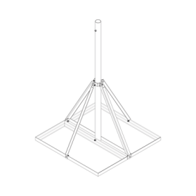 Base No Penetrante Base de 0.9 x 0.9 m con Mástil de 1.5 m x 2" diam. Ced.30 para Instalación de Antenas (HOT-DIP).