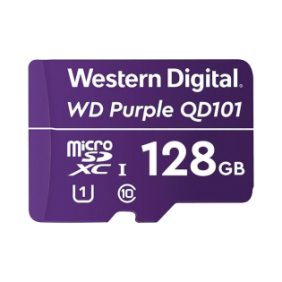 Memoria microSD de 128 GB PURPLE, Especializada Para Videovigilancia, 10 VECES MAYOR DURACIÓN, 3 AÑO