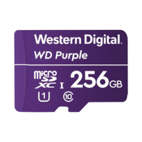 Memoria microSD de 256 GB PURPLE, Especializada Para Videovigilancia, 10 VECES MAYOR DURACIÓN, 3 AÑO