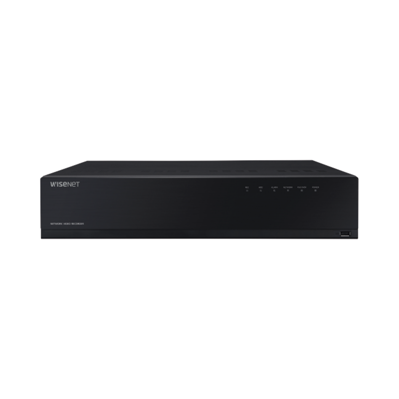 NVR de 12 Megapíxel con Wisenet Wave Embebido / Incluye 4 Licencias / 8TB Incluidos / 16 canales / 16 puertos PoE+ / H.265 & WiseStream / E/S de alarma