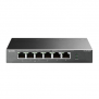 Switch PoE no Administrable de escritorio / 6 puertos 10/100 Mbps / 4 puertos PoE af/at / Presupuesto 67 W / Modo Extensor hasta 250 m / Calidad video prioritaria