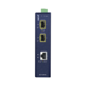 Convertidor de Medios Industrial de 1 Puerto Ethernet 10/100/1000 Base-T a 2 Puertos SFP 100/1000/2500 Base-X 