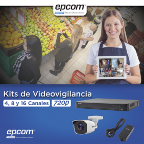 KIT TurboHD 1080p / DVR 4 Canales / 4 Cámaras Bala Metálicas (exterior 2.8 mm) / Transceptores / Conectores / Fuente de Poder Profesional