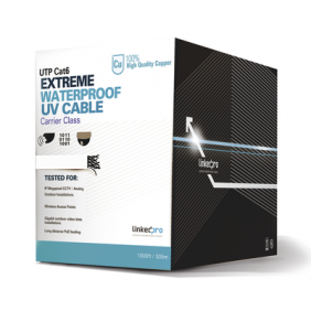 Bobina de cable UTP 305 Metros Cat6, Calibre 23, CLIMAS EXTREMOS, Color blanco, sin blindar, para intemperie