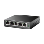 Switch PoE No Administrable de Escritorio / 5 puertos 10/100 Mbps / 4 puertos PoE af / Presupuesto 41 W / Modo extensor PoE hasta 250 metros / Calidad video prioritaria