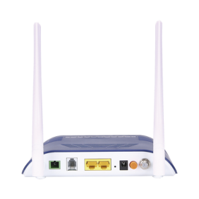 ONU Dual G/EPON con Wi-Fi en 2.4 GHz + 1 puerto SC/APC + 1 puerto LAN Gigabit + 1 puerto LAN Fast Ethernet + 1 puerto FXS + 1