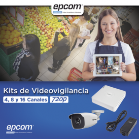 KIT TurboHD 1080 Lite / DVR 4 Canales / 4 Cámaras Bala (exterior 2.8 mm) / Transceptores / Conectores / Fuente de Poder Profesional